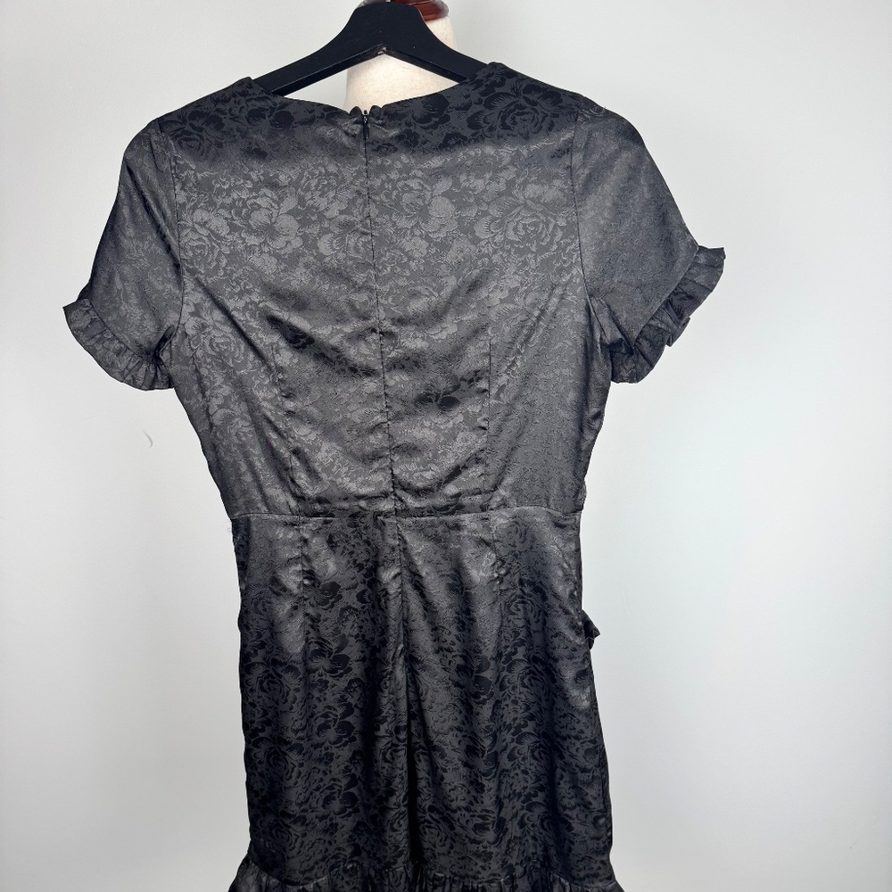 Lulus Cocktail Power Black Floral Embossed Satin Mini Dress - Picture 7 of 10